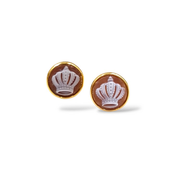 Cameo Crown Earrings Mounted on Silver
