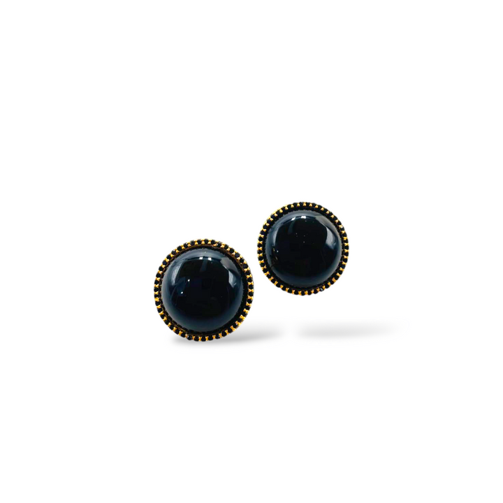 LAUNCH OFFER - Black agate earrings mounted on silver