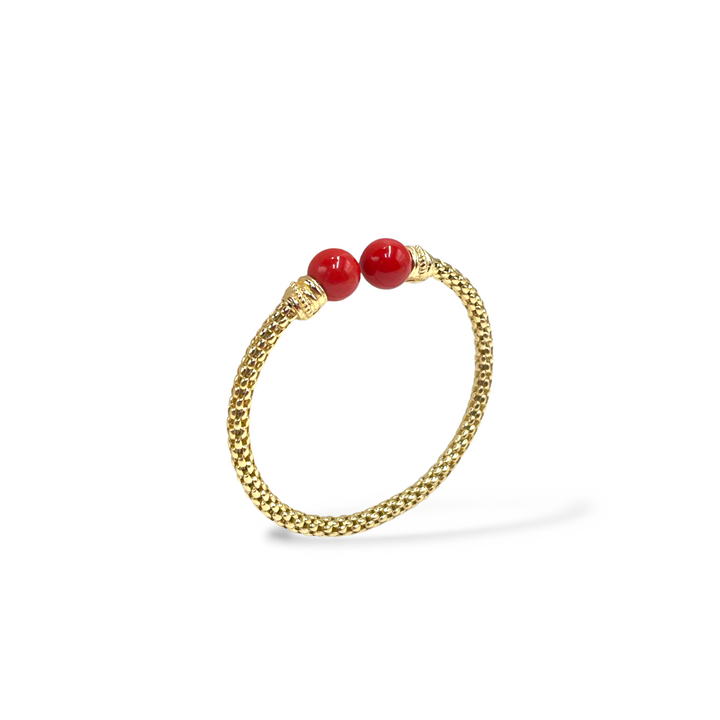 Bracciale sfere in corallo montato su argento