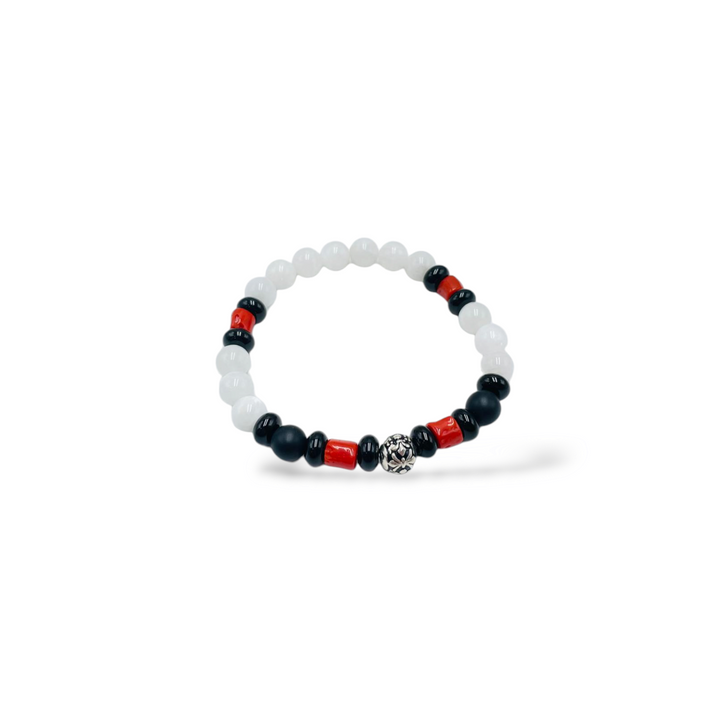 Bracelet in agate and real coral mounted on silver 