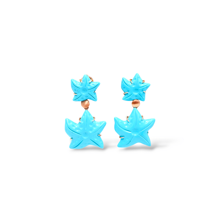 END OF COLLECTION - Turquoise paste star earrings mounted on silver