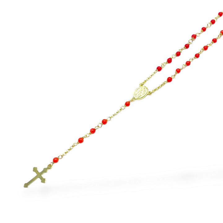 Collana rosario in corallo montato su argento