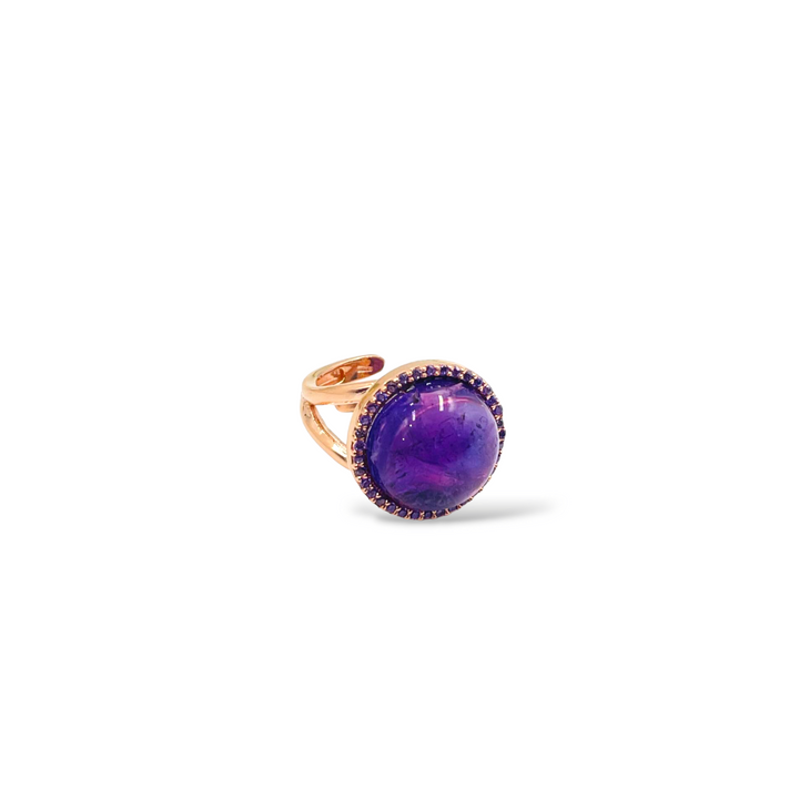 END OF COLLECTION - Round amethyst ring mounted on silver