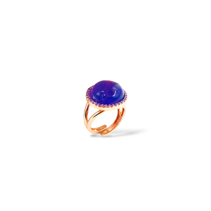 END OF COLLECTION - Round amethyst ring mounted on silver