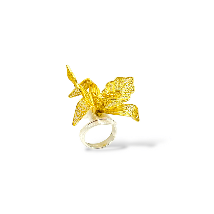 END OF COLLECTION - Silver flower ring mounted on silver
