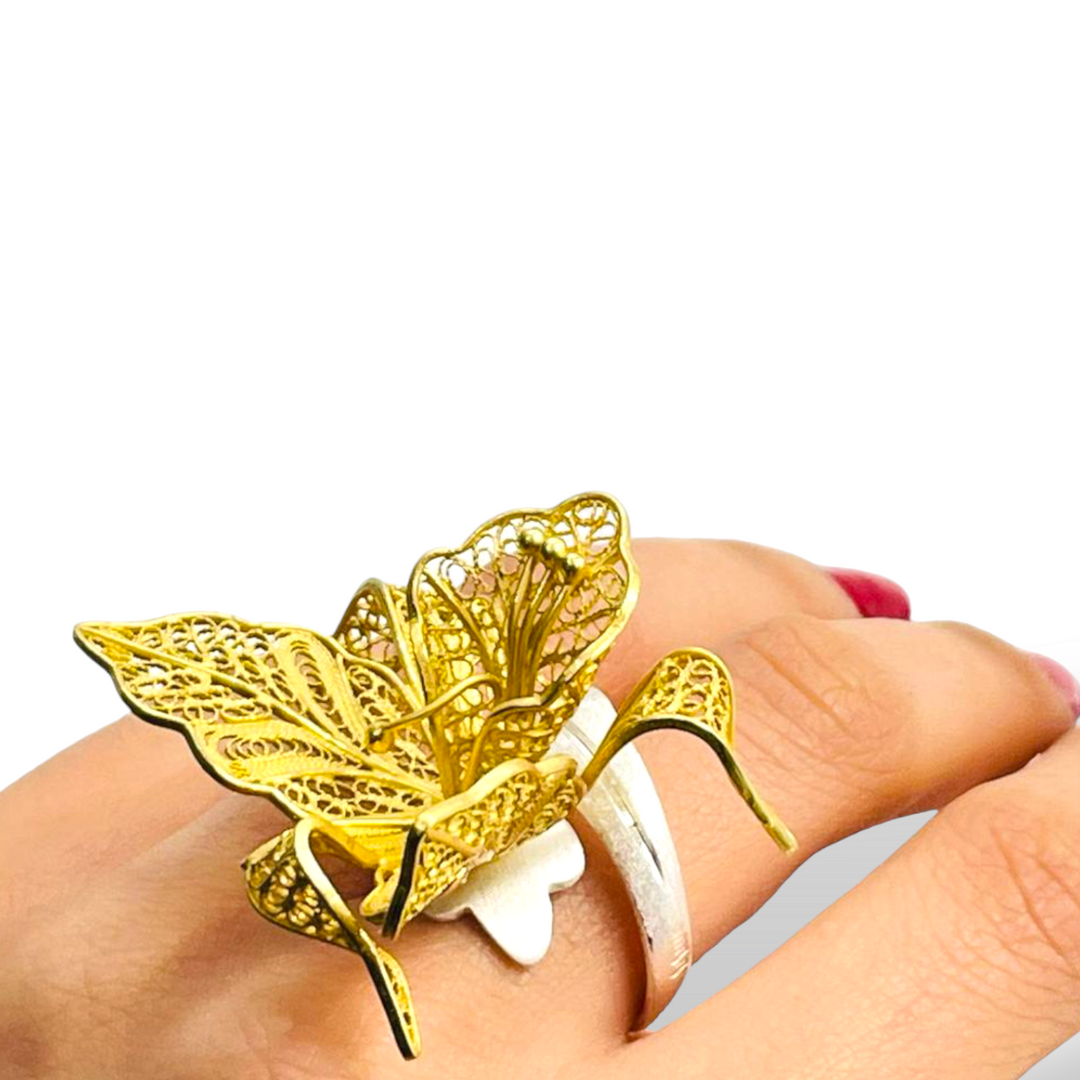 END OF COLLECTION - Silver flower ring mounted on silver