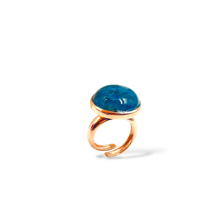 FINE COLLEZIONE - Anello ovale in apatite montato su argento