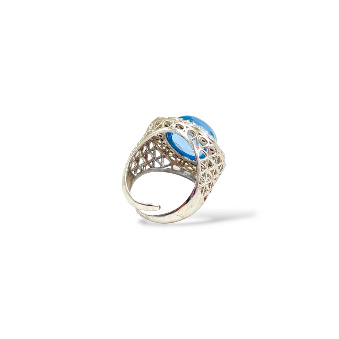FINE COLLEZIONE - Anello rotondo in topazio montato su argento