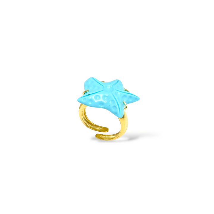 END OF COLLECTION - Turquoise paste starfish ring mounted on silver