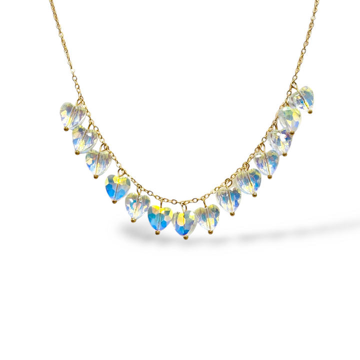 Precious crystal heart necklace