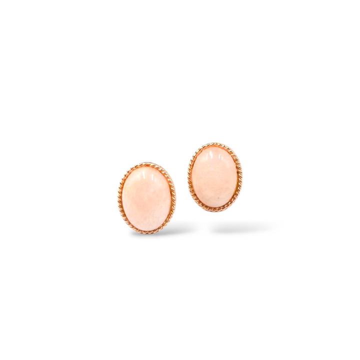 Oval morganite earrings set in silver