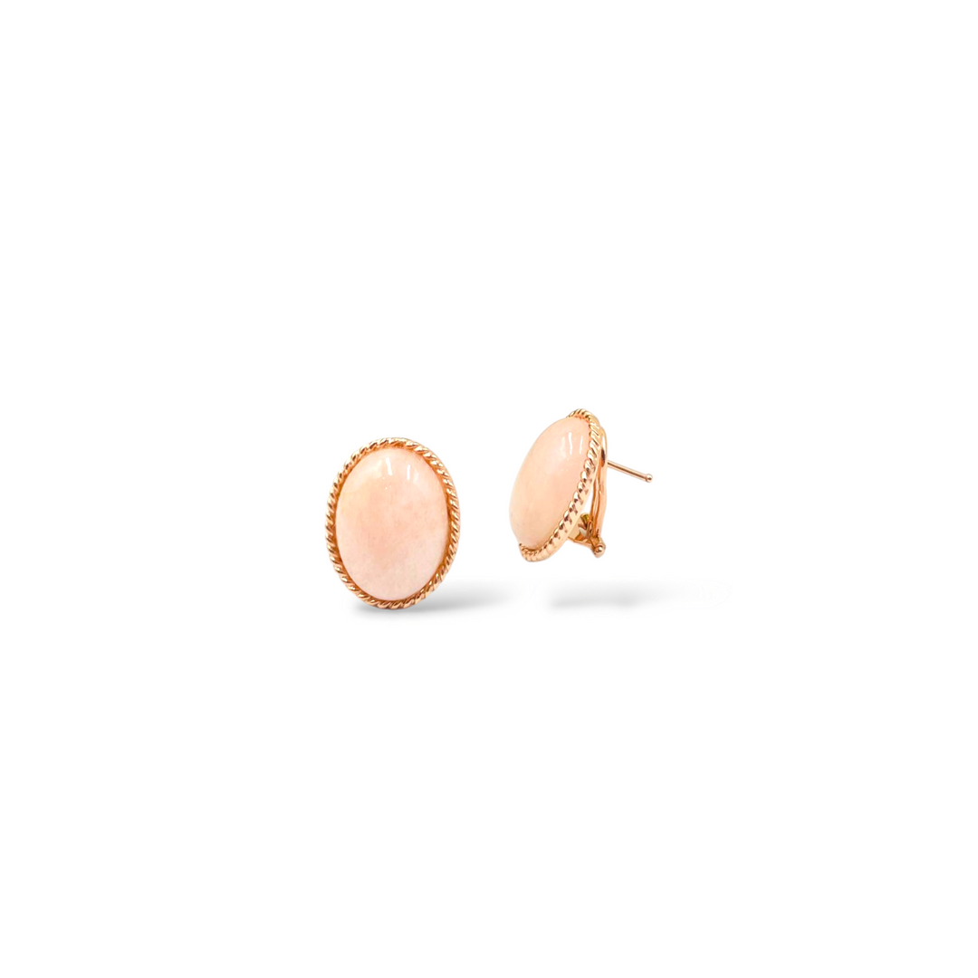 Oval morganite earrings set in silver