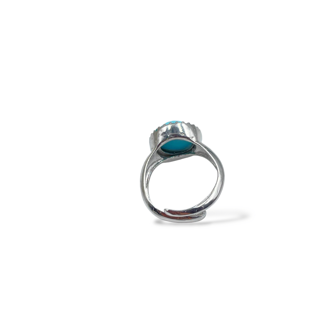 END OF COLLECTION - Turquoise paste circle ring mounted on silver