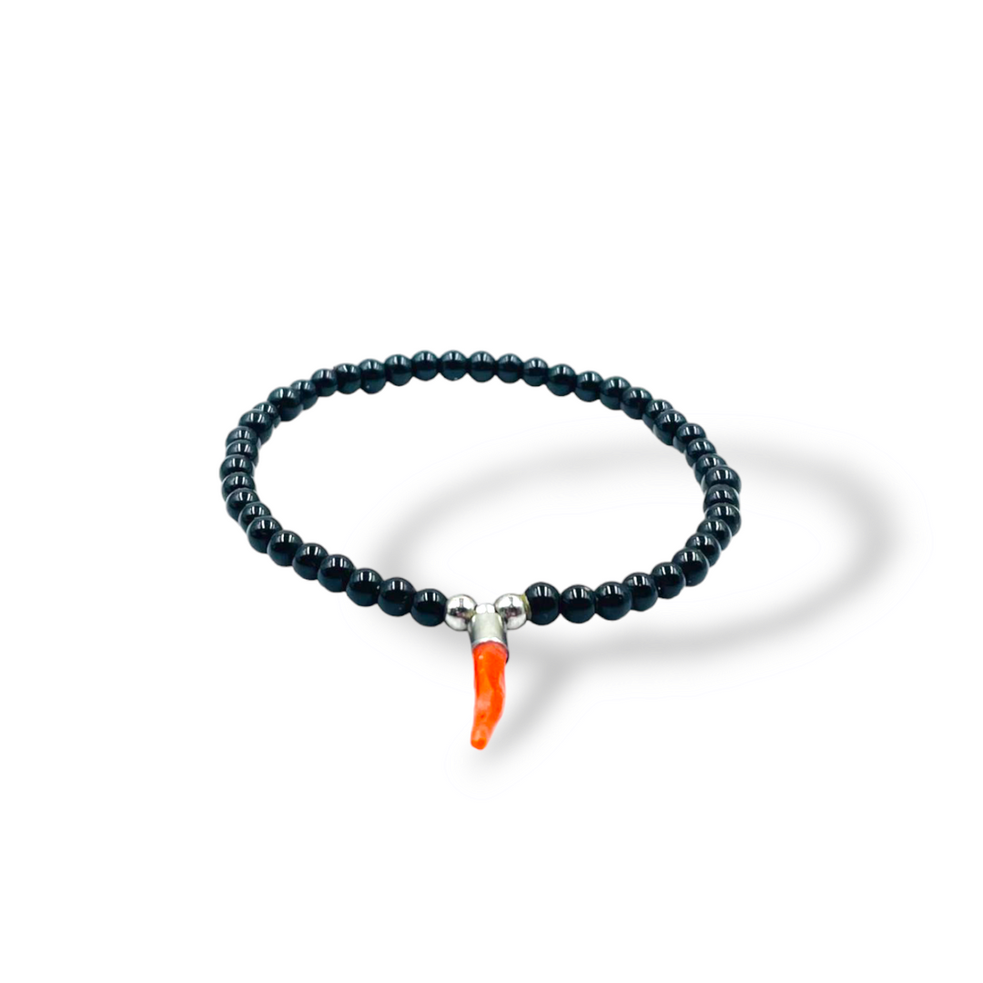 Bracciale da uomo cornetto "Sasy" su corallo vero Lucia Vitiello Gioielli di Napoli