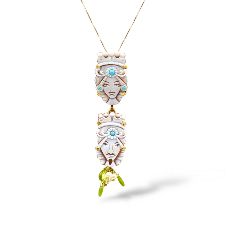 Sicily Collection - Sicilian Moors pendant him and her in cameo mounted on silver