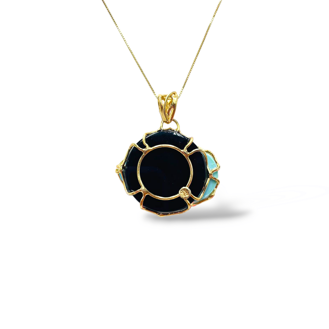 END OF COLLECTION - Sun moon pendant in agate and turquoise paste