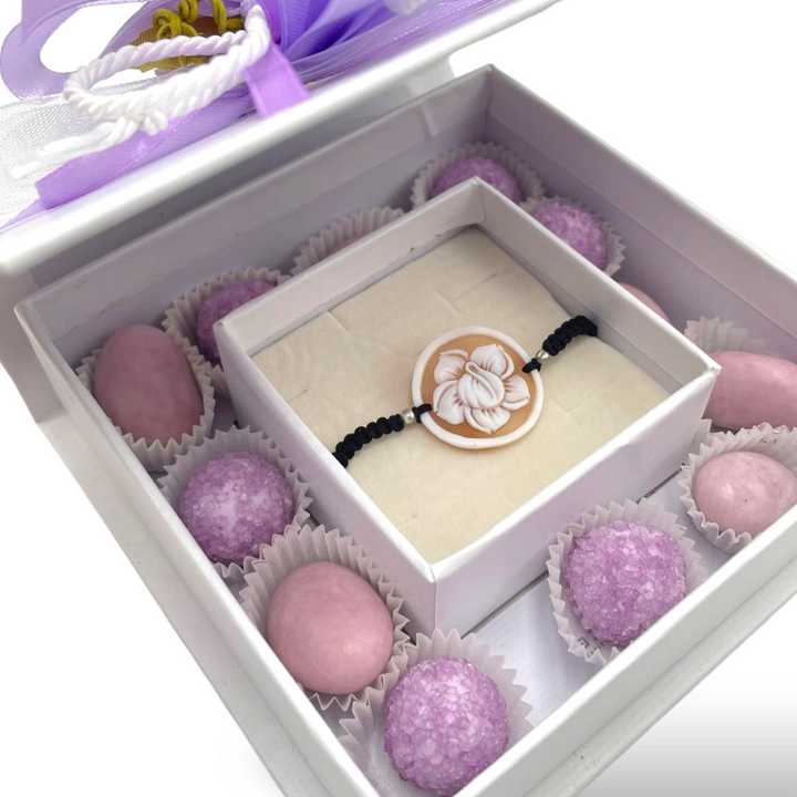 Wedding favor - communion favor - baptism favor - graduation favor - cameo and rubber bracelet
