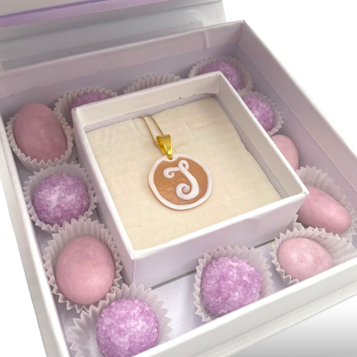 Wedding favor - communion favor - baptism favor - graduation favor initial pendant in cameo mounted on silver