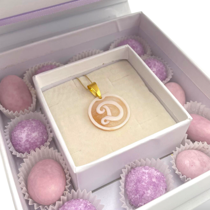 Wedding favor - communion favor - baptism favor - graduation favor initial pendant in cameo mounted on silver