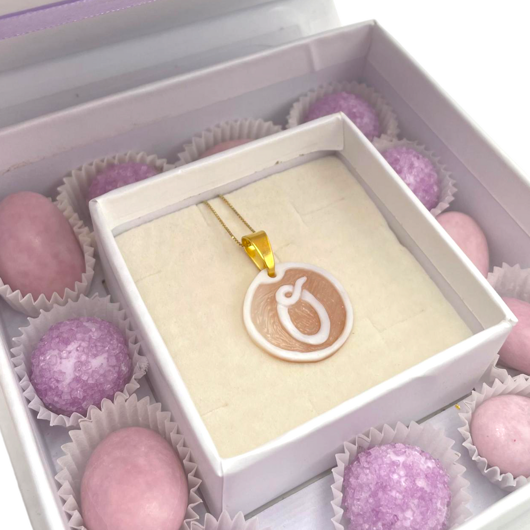 Wedding favor - communion favor - baptism favor - graduation favor initial pendant in cameo mounted on silver