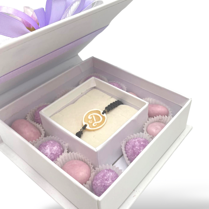 Bomboniera bracelet letter in cameo mounted on rubber