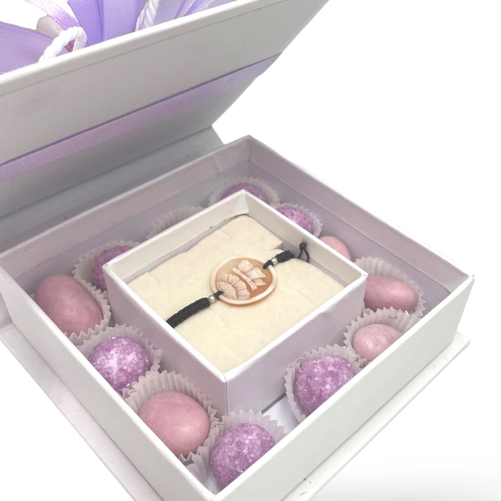 Wedding favor - communion favor - baptism favor - graduation favor - cameo and rubber bracelet