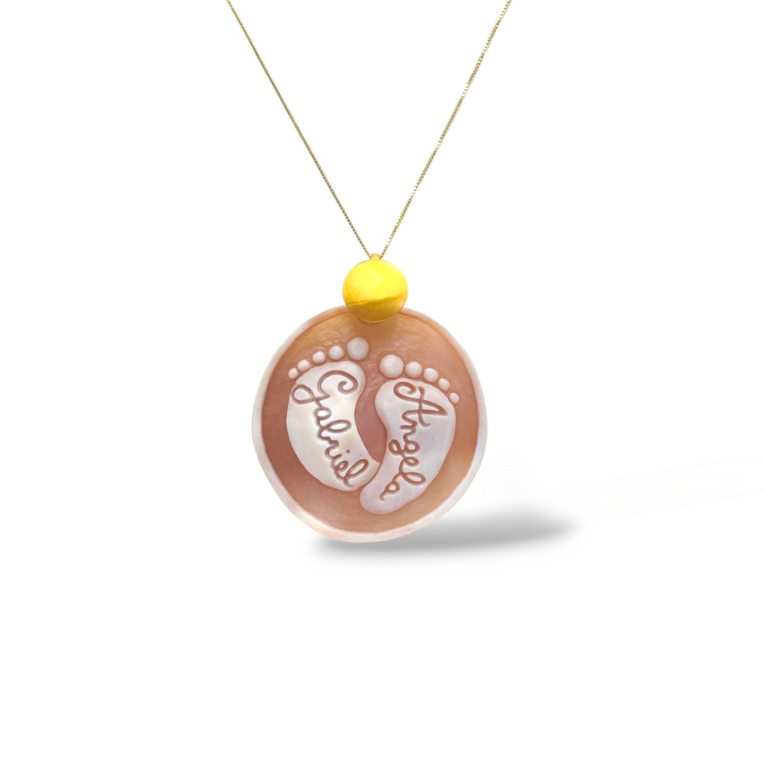 Collana ciondolo piedini in cammeo montato su argento Lucia Vitiello Gioielli di Napoli