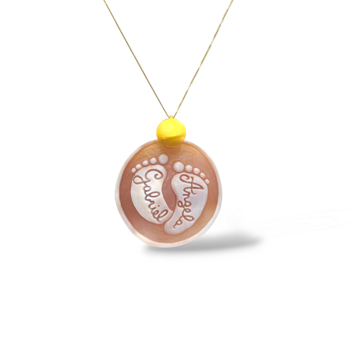 Collana ciondolo piedini in cammeo montato su argento Lucia Vitiello Gioielli di Napoli