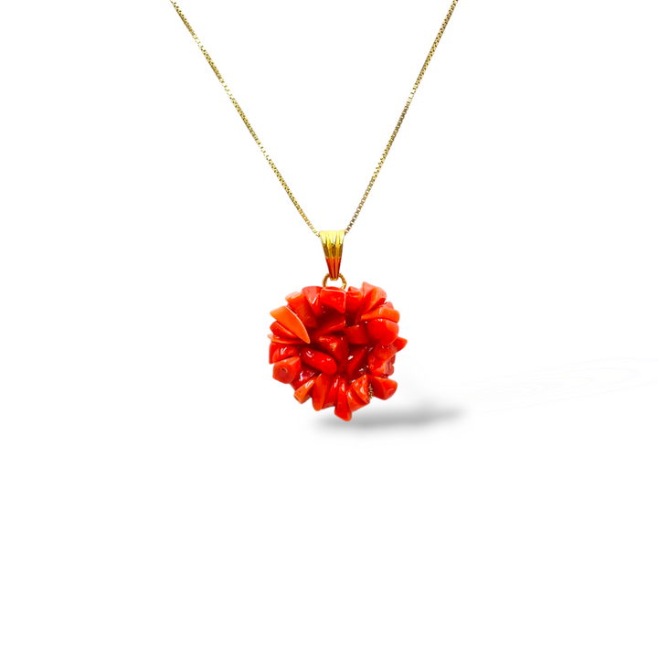 Coral flower pendant mounted on silver