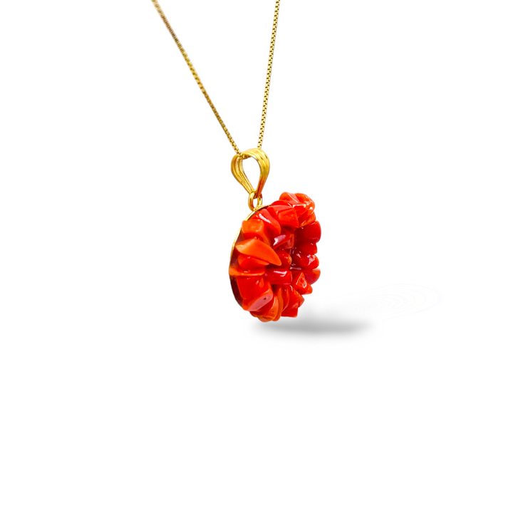 Coral flower pendant mounted on silver