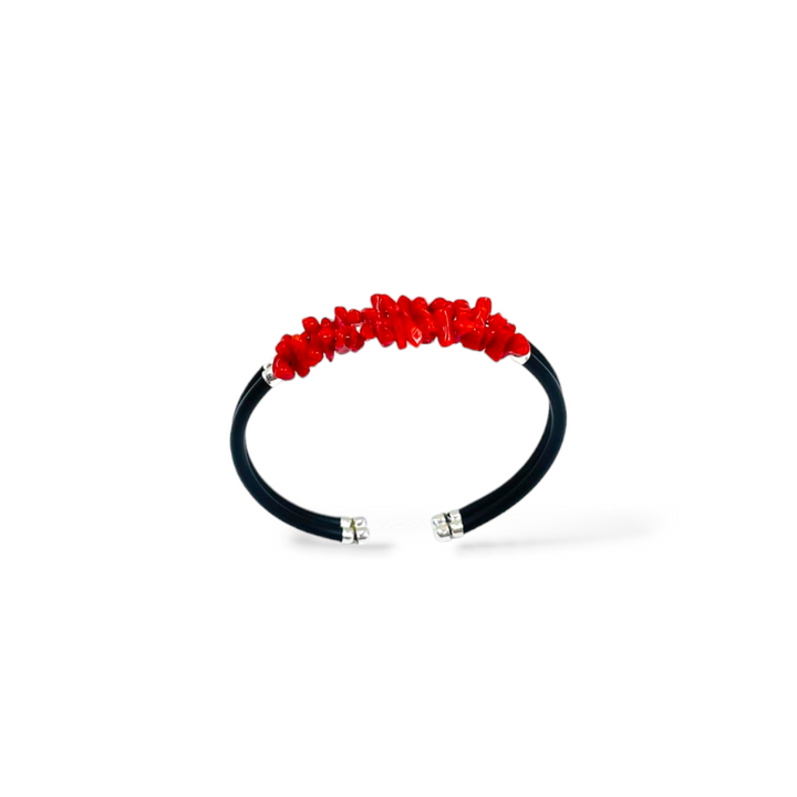 Two-strand coral and rubber bracelet