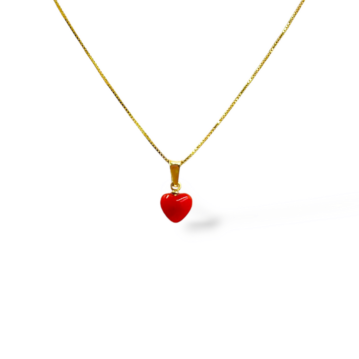 Ciondolo cuore in corallo montato su argento