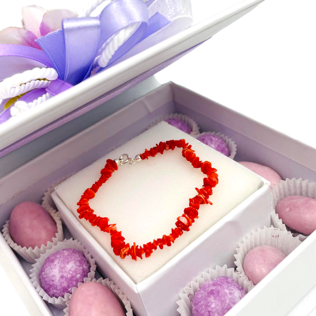 Wedding favor - communion favor - baptism favor - graduation favor - coral and turquoise paste cupolini bracelet