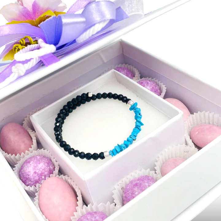 Wedding favor - communion favor - baptism favor - graduation favor - bracelet with a coral and turquoise paste thread