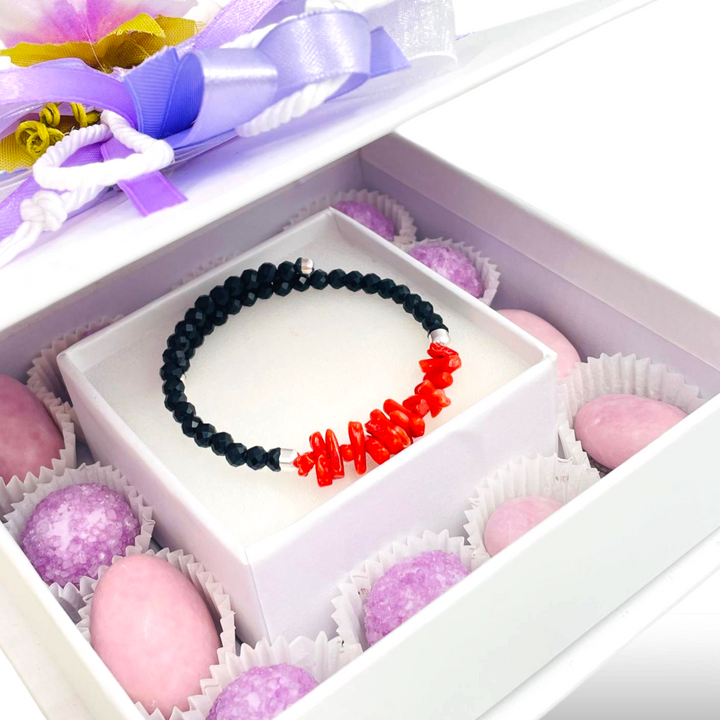 Wedding favor - communion favor - baptism favor - graduation favor - bracelet with a coral and turquoise paste thread