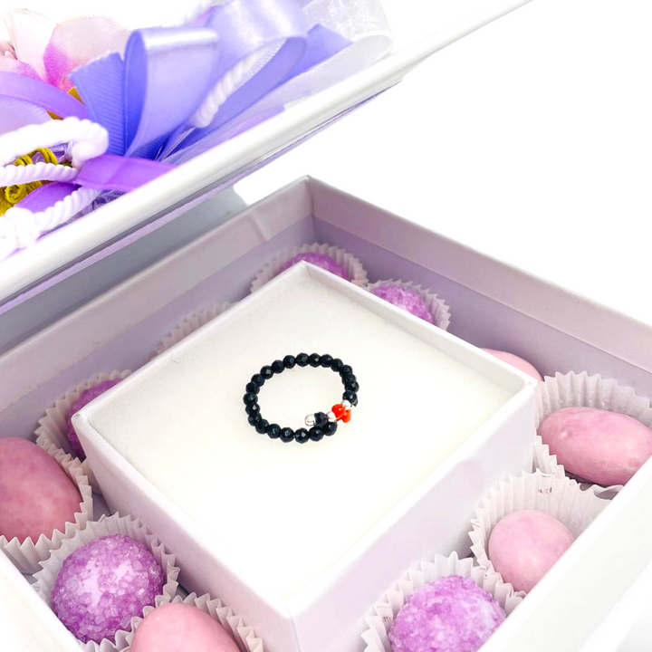 Wedding favor - communion favor - baptism favor - graduation favor - coral and agate one-strand ring