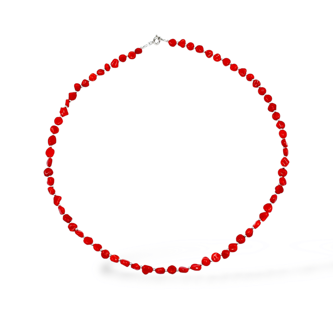 Collana da uomo in corallo rosso montato su argento Lucia Vitiello Gioielli di Napoli