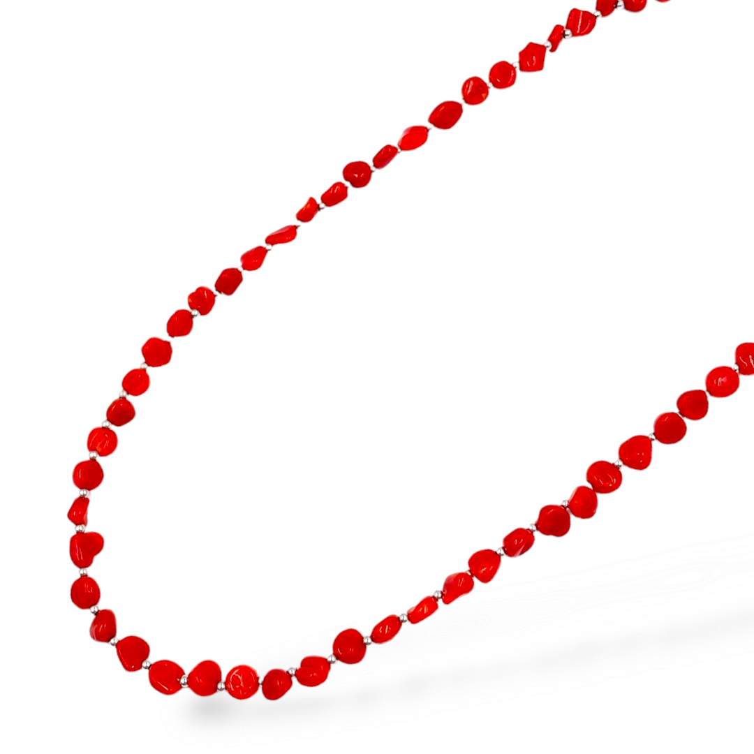 Collana da uomo in corallo rosso montato su argento Lucia Vitiello Gioielli di Napoli