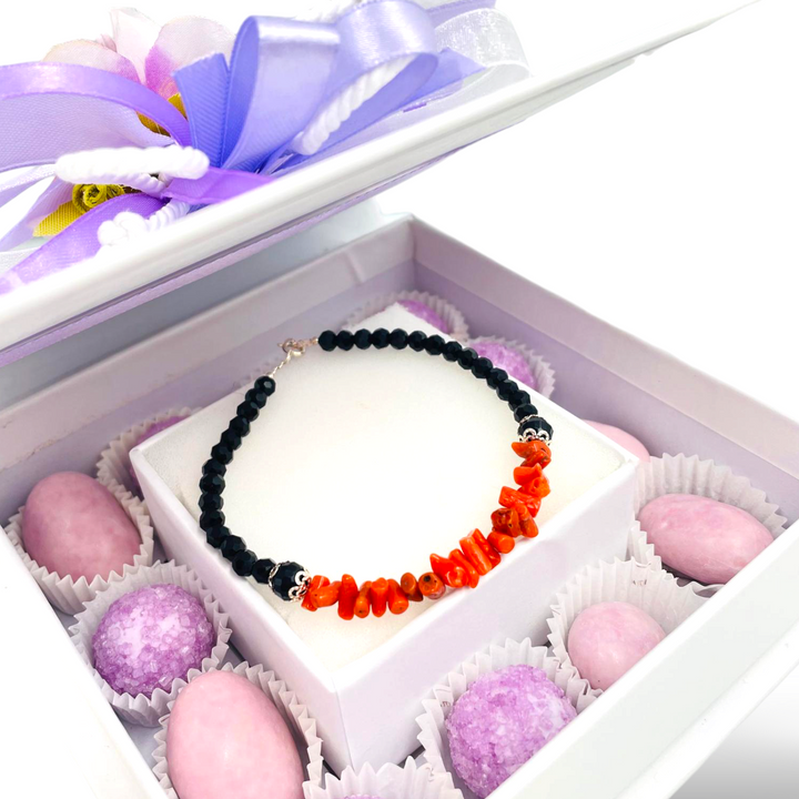 Wedding favor - communion favor - baptism favor - graduation favor - coral and agate bracelet