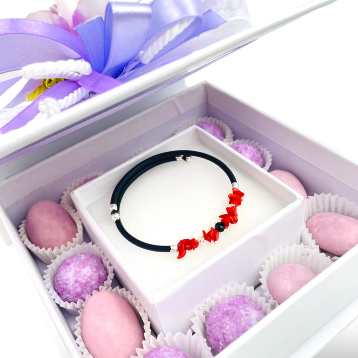 Wedding favor - communion favor - baptism favor - graduation favor - turquoise and coral paste bracelet