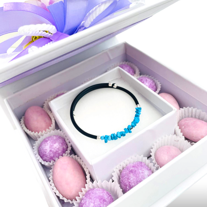 Wedding favor - communion favor - baptism favor - graduation favor - turquoise and coral paste bracelet