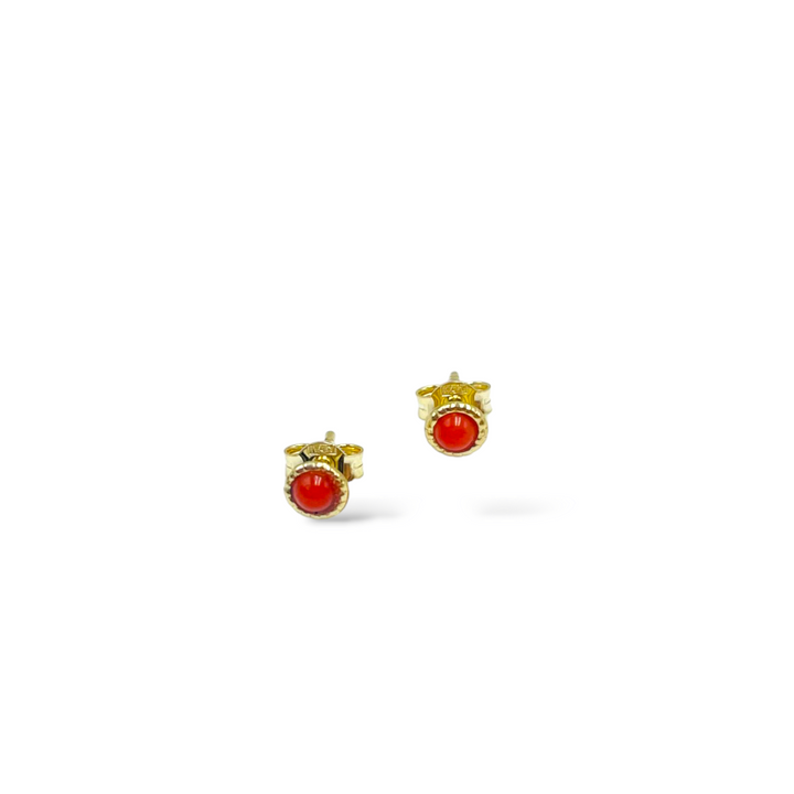 END OF COLLECTION - Coral bead earrings mounted on silver