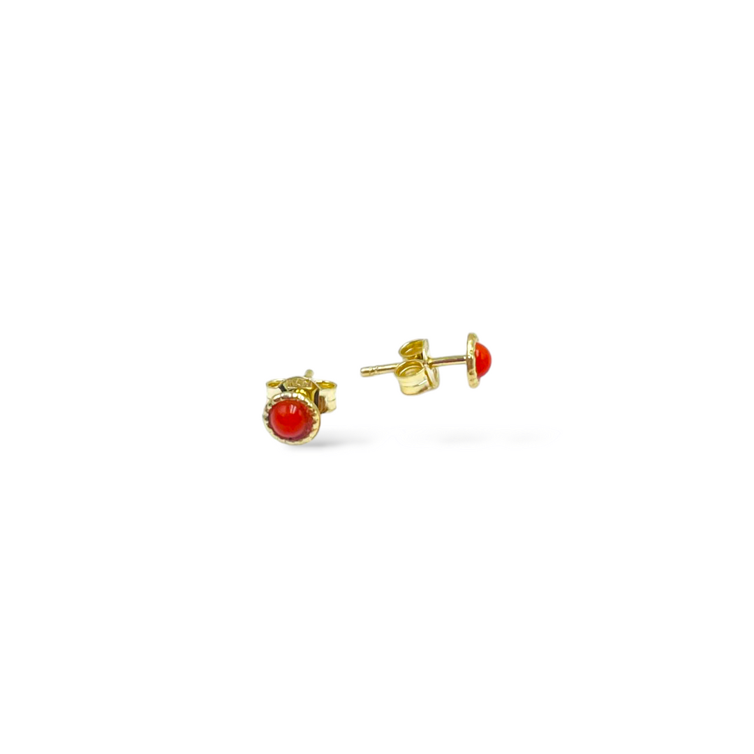 END OF COLLECTION - Coral bead earrings mounted on silver
