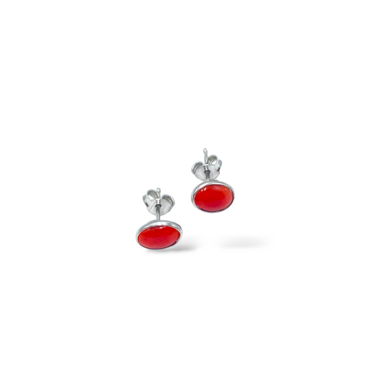 FINE COLLEZIONE - Orecchini fiore in corallo montati su argento