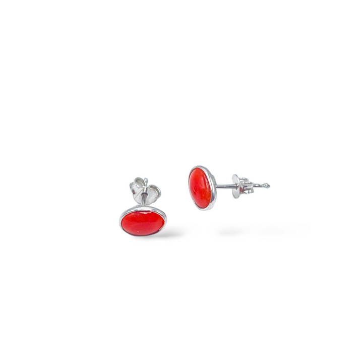 FINE COLLEZIONE - Orecchini fiore in corallo montati su argento