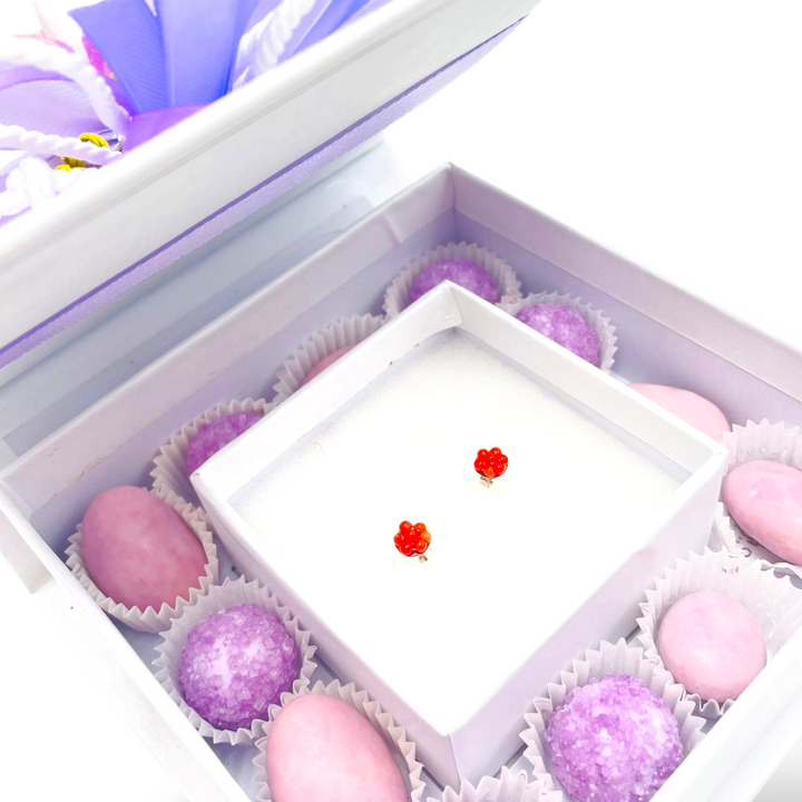 Wedding favor - communion favor - graduation favor - baptism favor - coral earrings mounted on silver