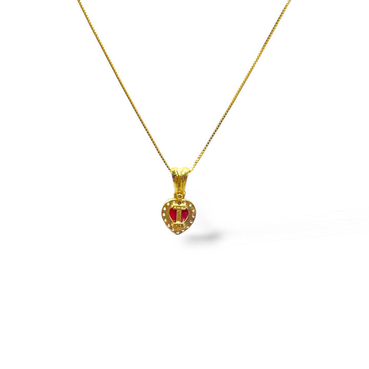 Ciondolo cuore in corallo montato su argento