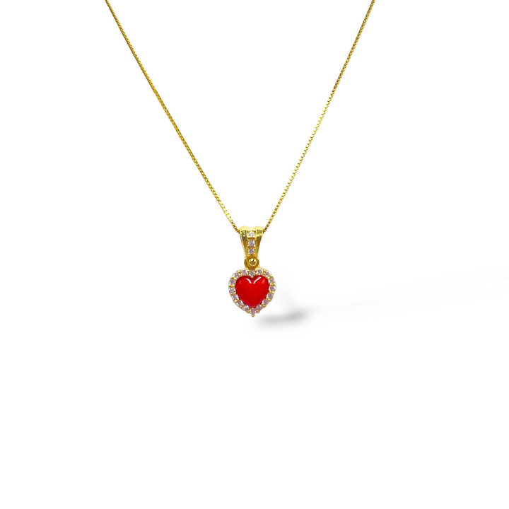 Ciondolo cuore in corallo montato su argento
