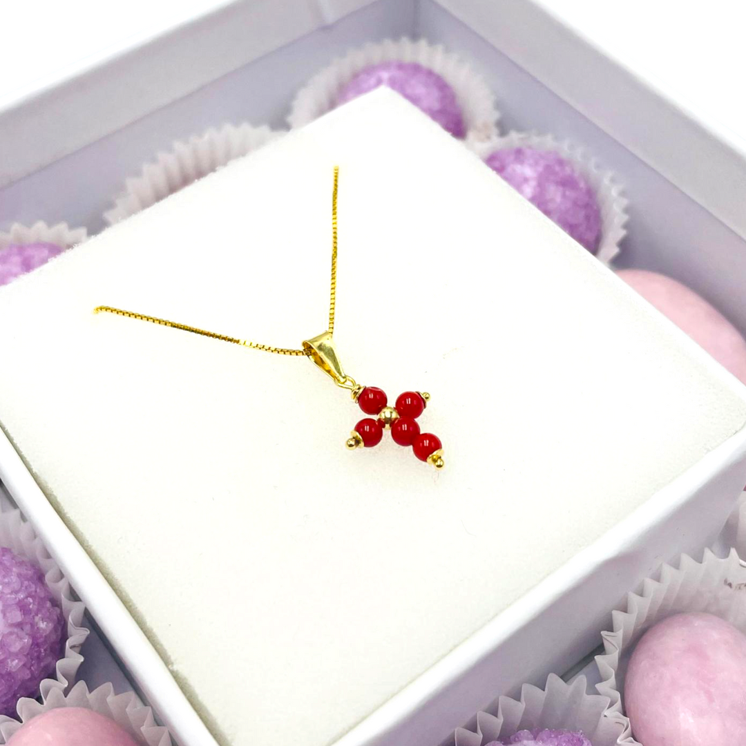 Wedding favor - communion favor - graduation favor - baptism favor - coral cross pendant