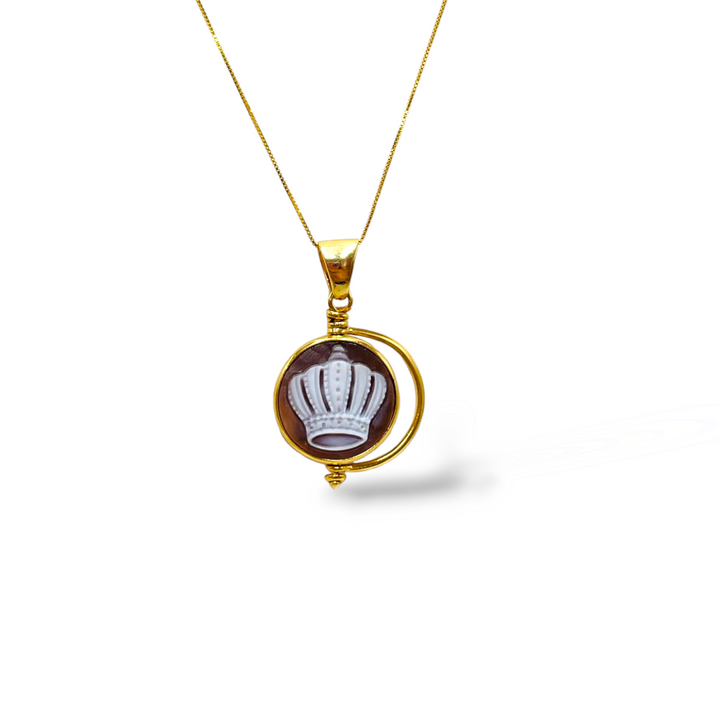 Double rotating cameo pendant mounted on silver